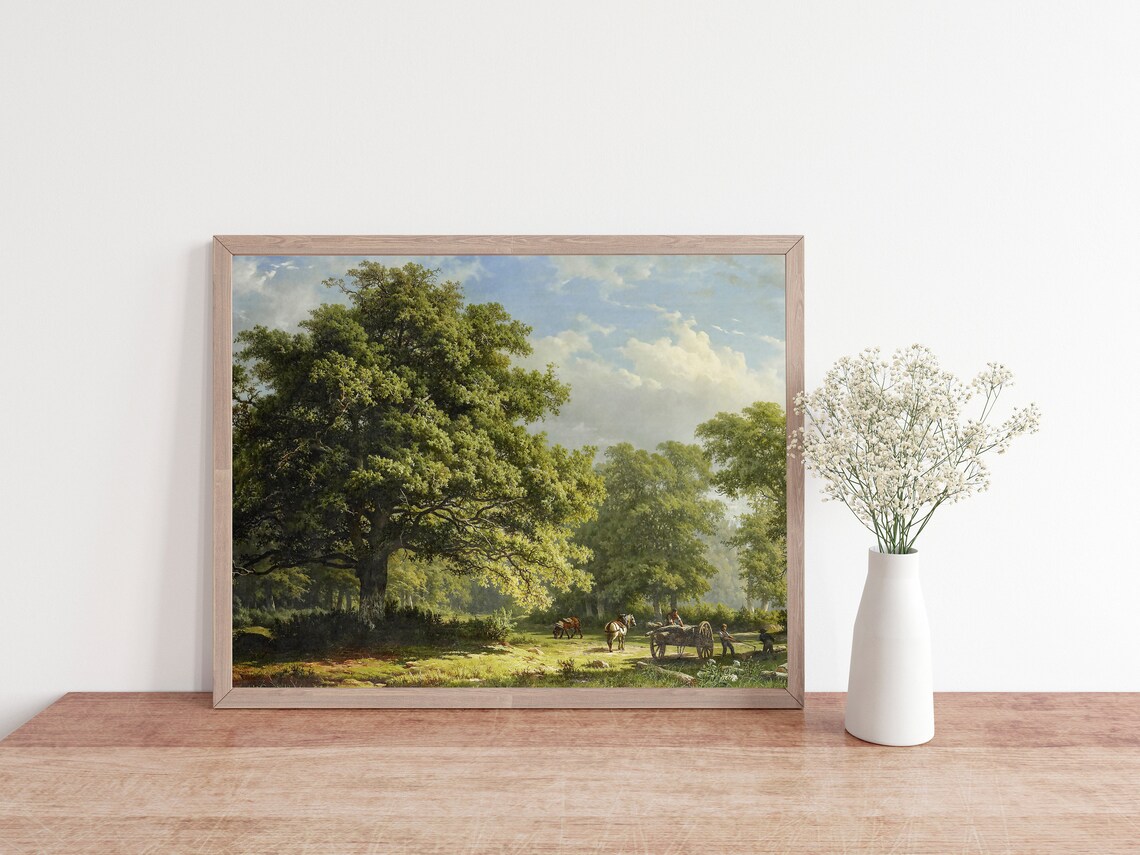 Oak Tree Landscape Oil Painting, Vintage Art Print - Image 2