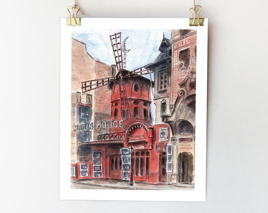 Paris Sketch Watercolor Cityscape Art Print