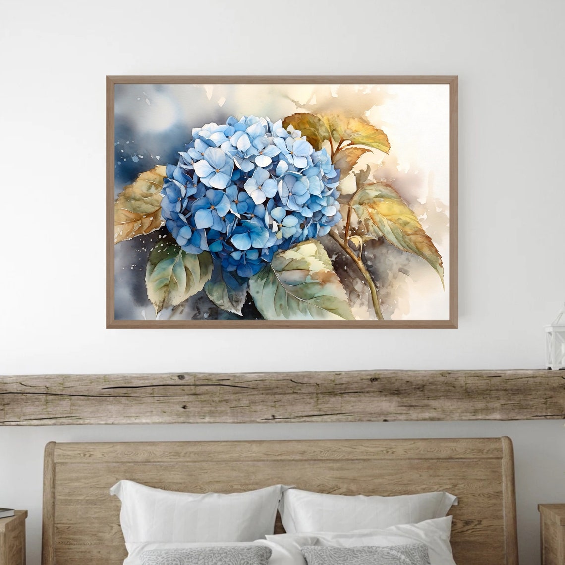 Blue Hydrangea Blossom Close-Up Soft Watercolor Flower Art Poster - Image 5