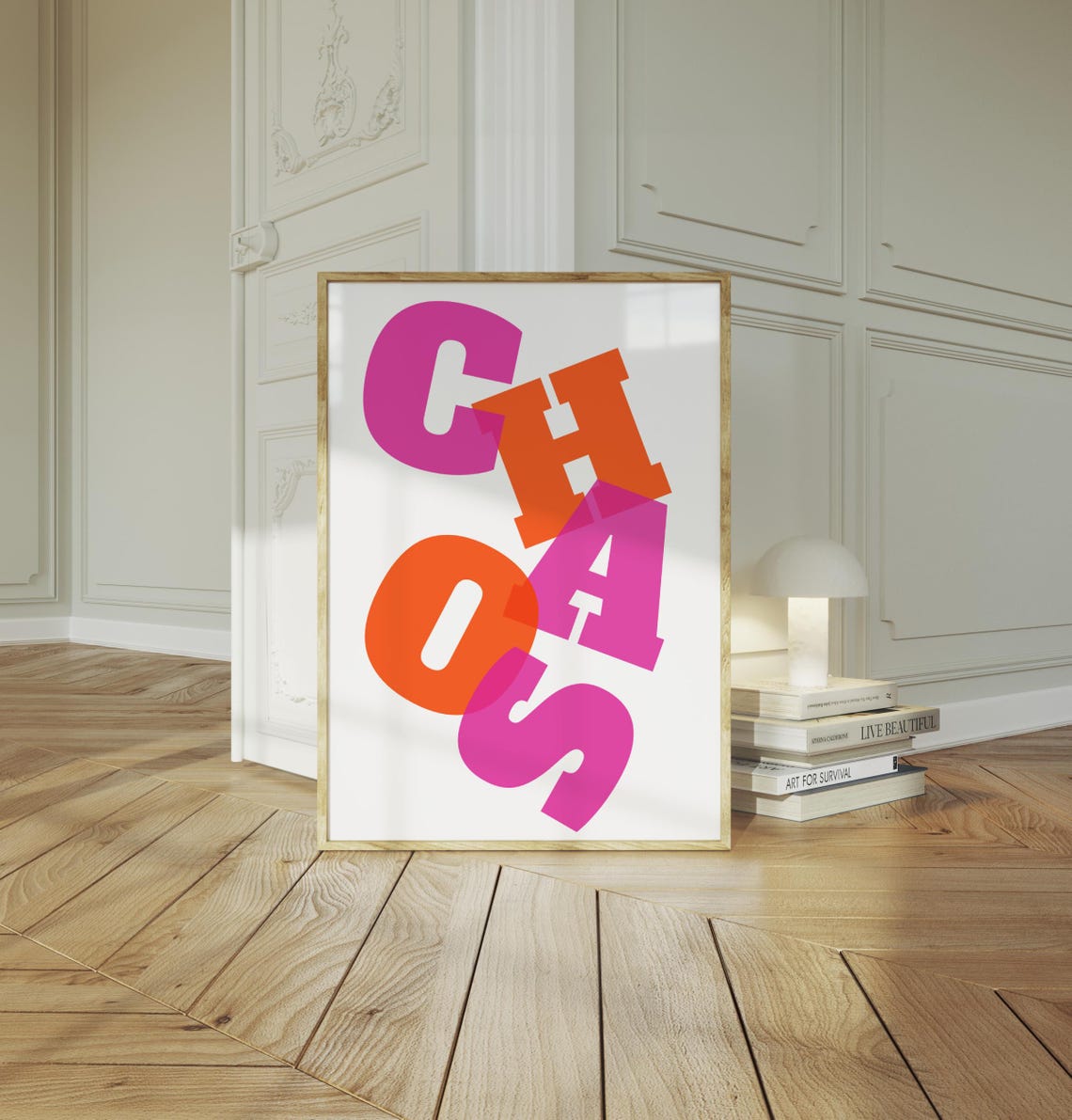 Playful Scattered Chaos Typography Poster in Pink and Orange Letters - Image 2