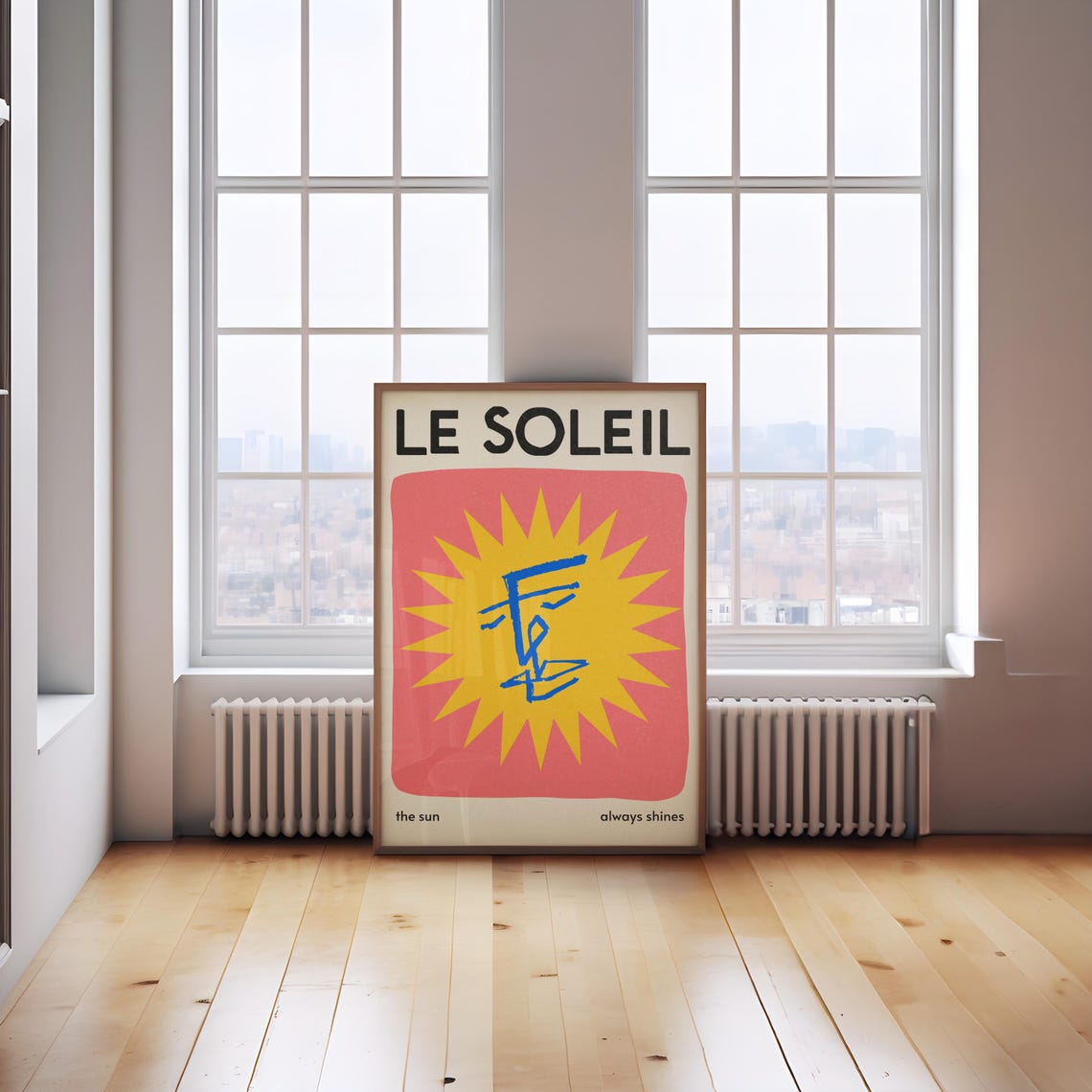 Le Soleil Sun Face Yellow Burst Pink Abstract Sunshine Poster - Image 2