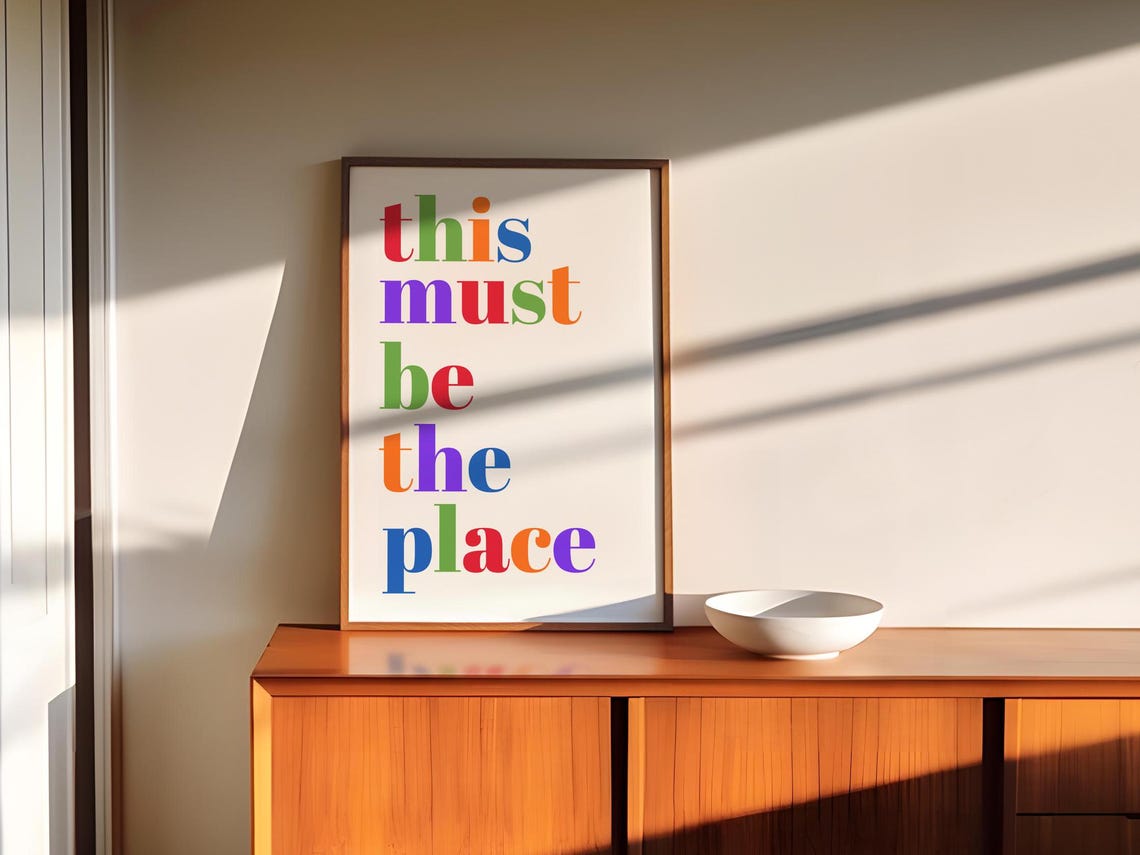 This Must Be The Place Bright Rainbow Lettering Retro Lyric Poster - Image 2