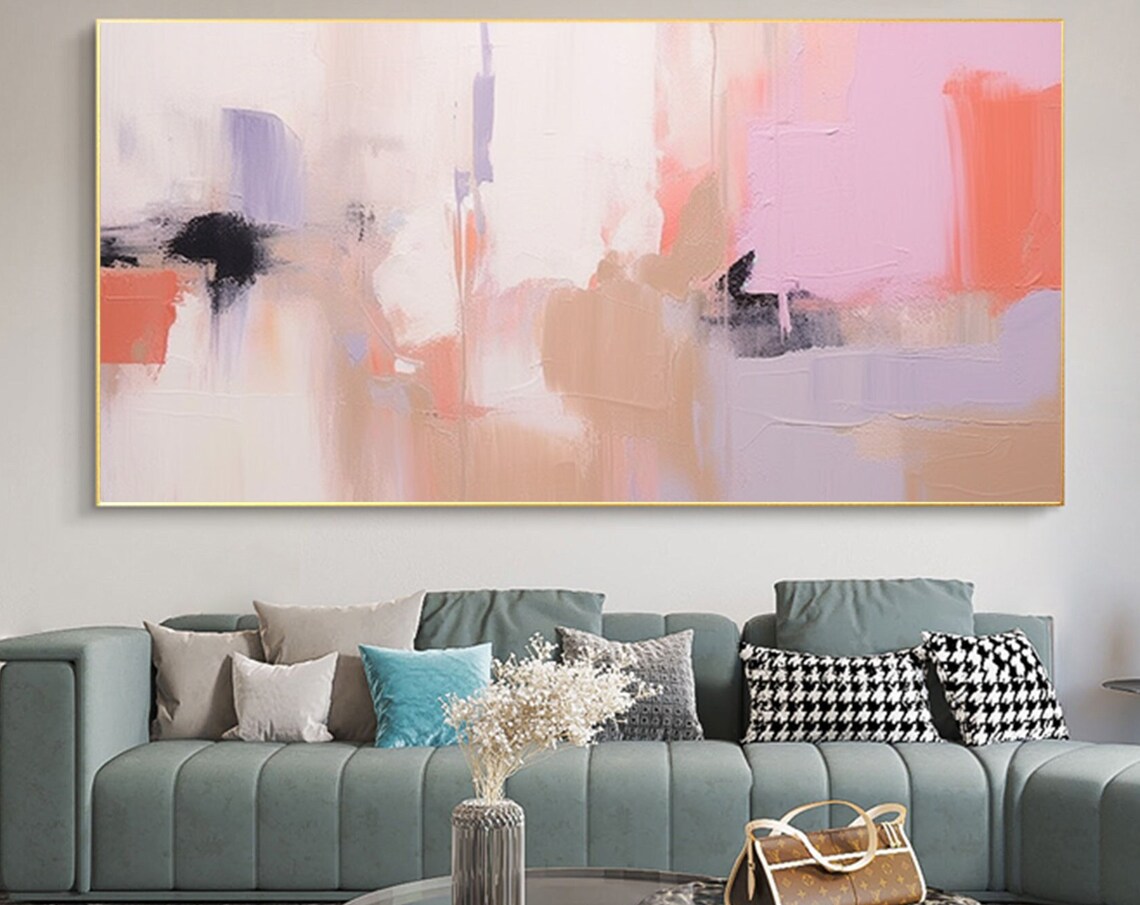 Blush Pink Peach Soft Wide Modern Abstract Lavender Wash Poster