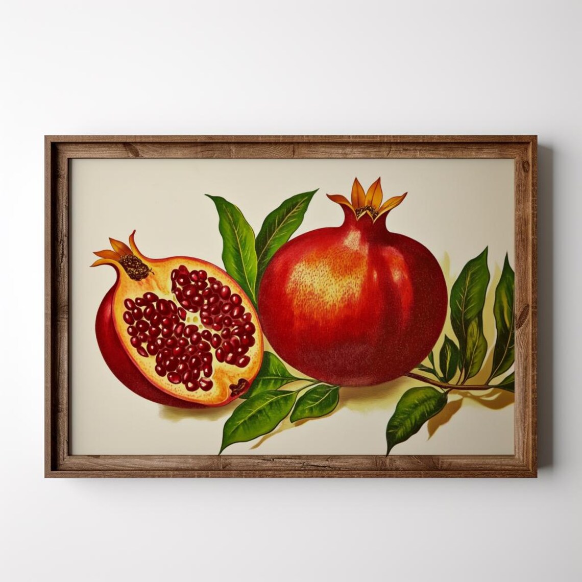 Vintage Pomegranate Print, Rustic Kitchen Decor - Image 4