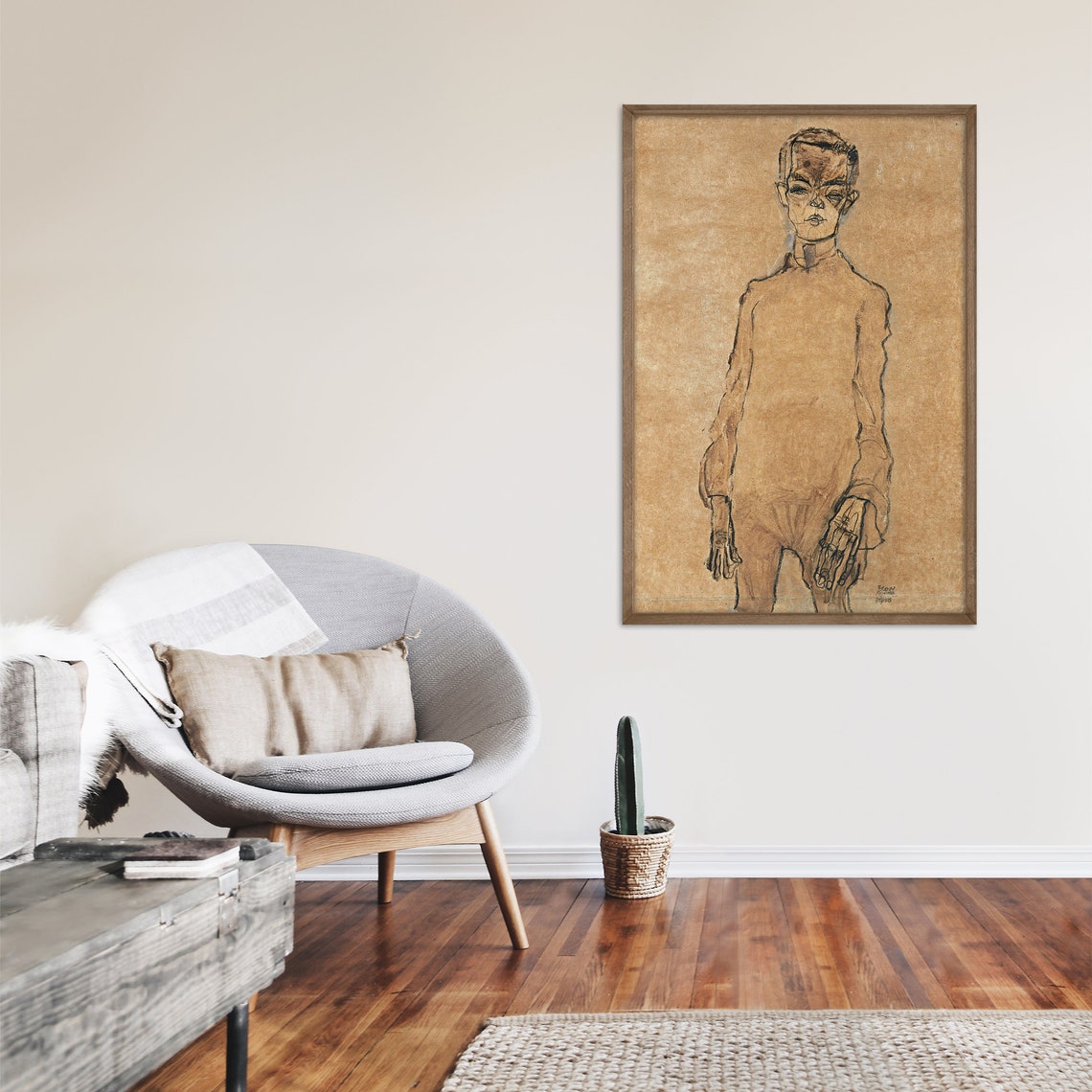 Egon Schiele Self Portrait 1910 Expressionist Sketch Art Poster - Image 2