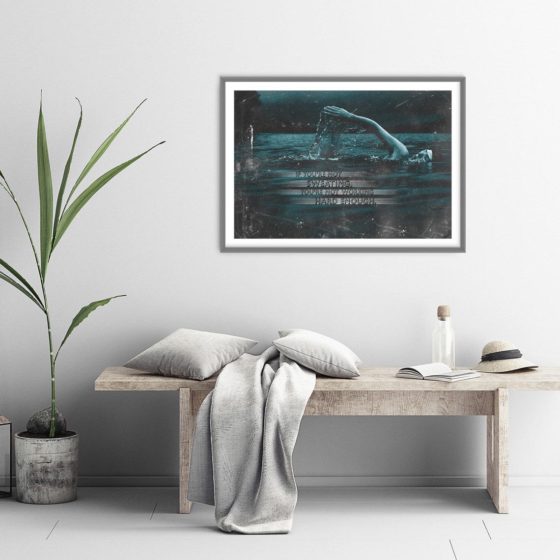 Swimming Motivation Poster Sweat Quote Dark Water Athlete Decor Gift - Image 3