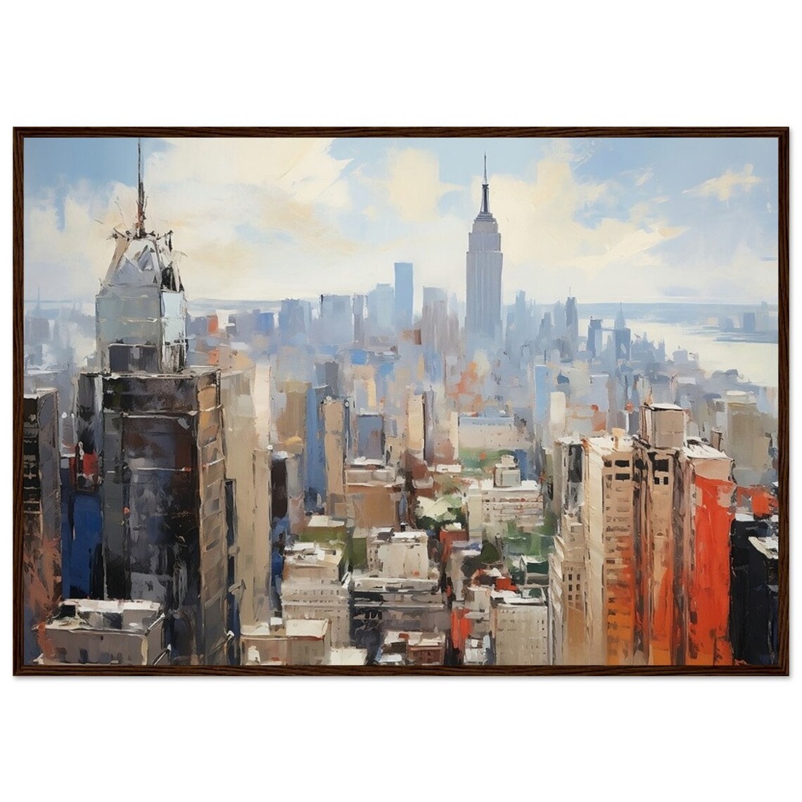 Vintage New York Skyline Art Print, Impressionism