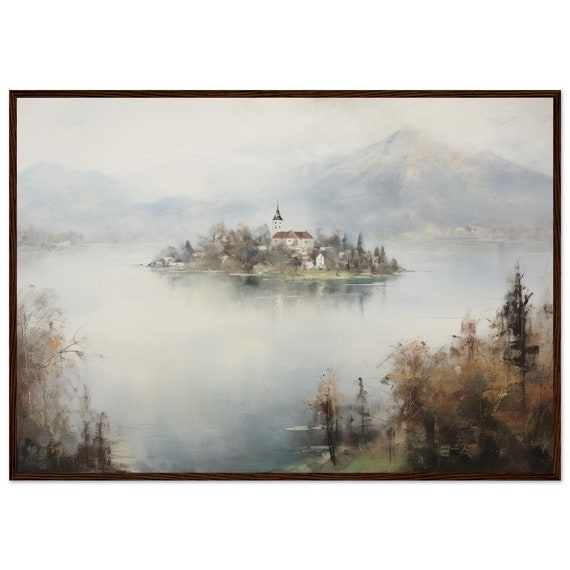 Oil Painting Of Lake Bled Wall Art Claude Monet Style Decor For Nature Enthusiasts Impressionism Framed Landscape
