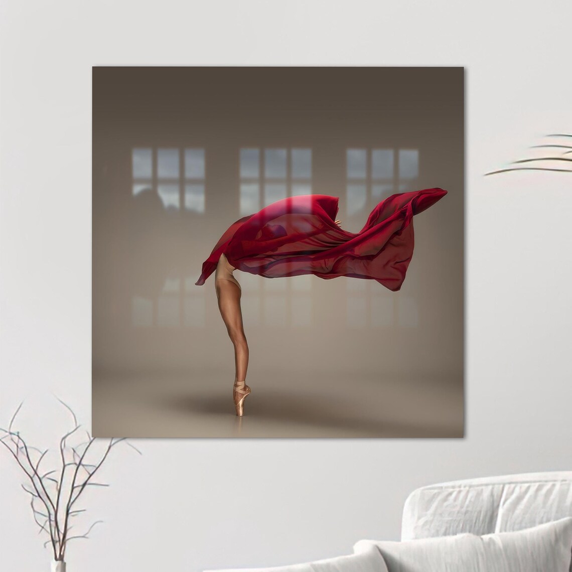 Halloween Decor Ballerina Glass Woman Modern Wall Decoration Custom For Art Red Large