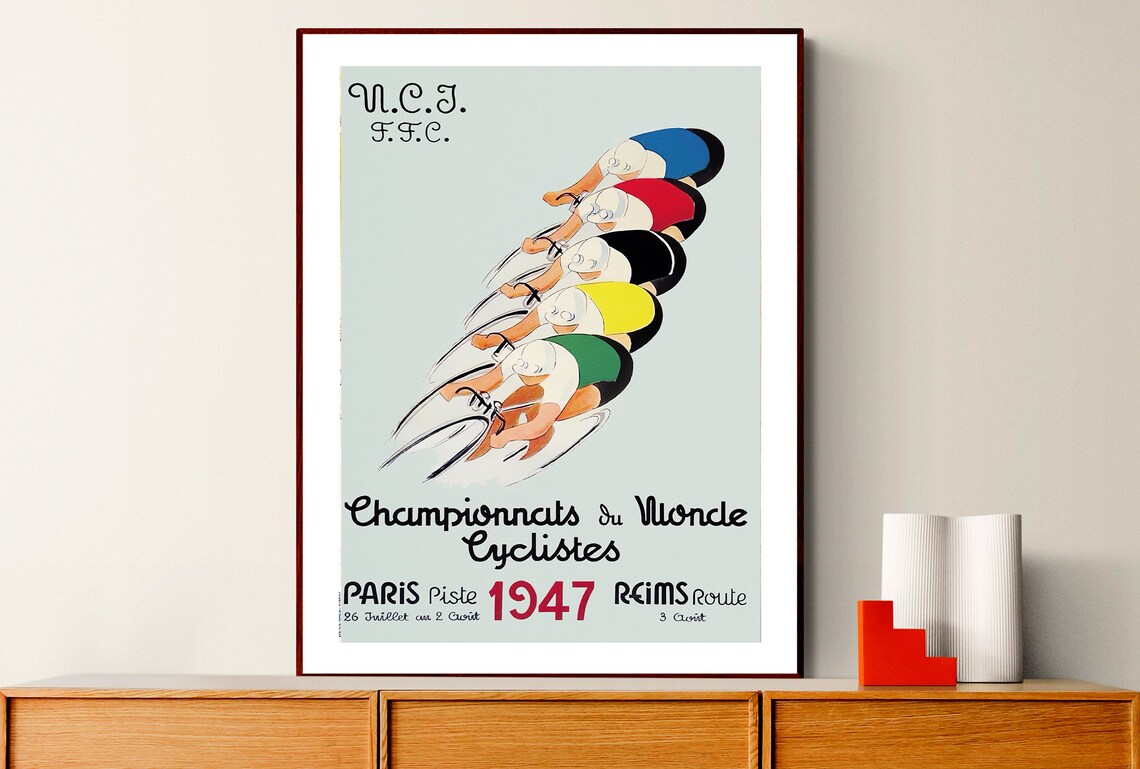 Championnats Du Monde Cyclist Vintage Travel Poster