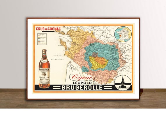 Crus Du Cognac Leopold Brugerolle Vintage Fooddrink Poster Cognac Lovers Beverages Art Cognac Lovers Gift Lovely Bar Decor Ideas