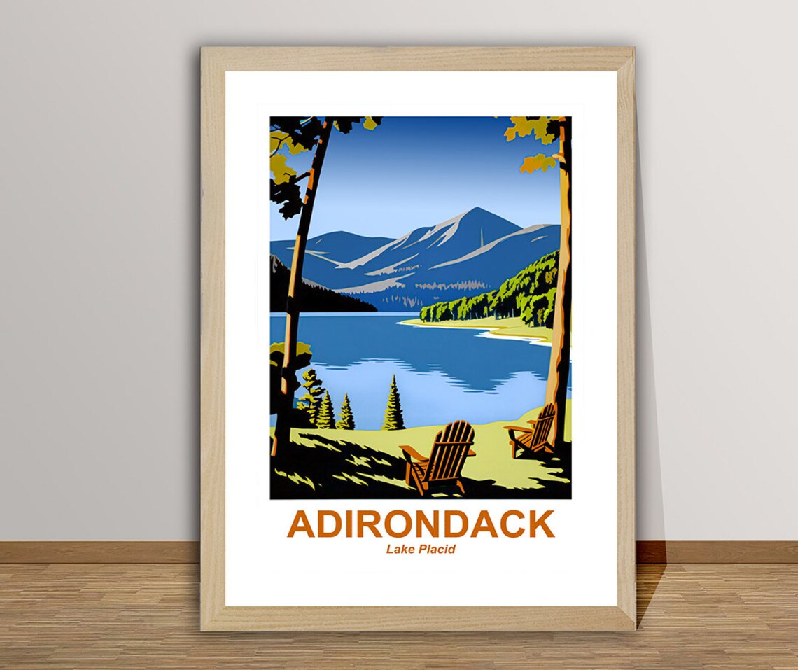 Adirondack Mountains Lake Placid Travel Poster