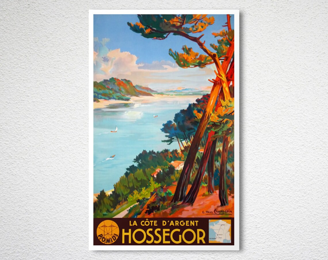 Hossegor France Vintage Travel Poster, Travel Poster - Image 2