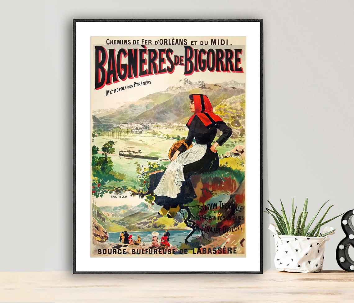 Bagnères de Bigorre Pyrenees Vintage French Railway Travel Poster