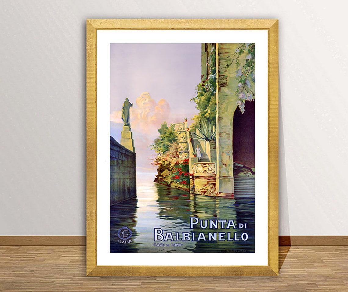 Punta Di Balbianello Lago Di Como Vintage Italian Lake Travel Poster