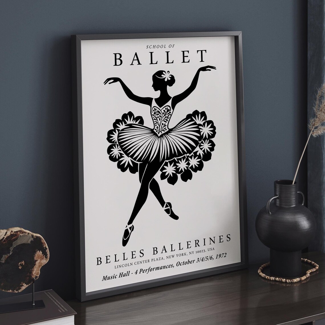School of Ballet Belles Ballerines 1972 Monochrome Dance Poster