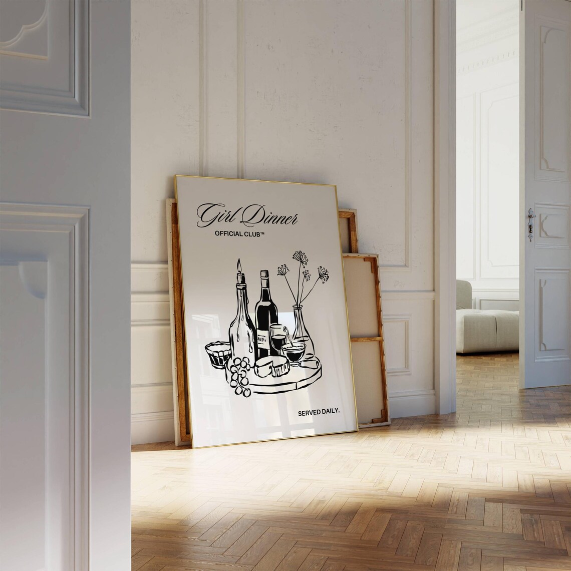Girl Dinner Official Club Wine Cheese Candle Minimalist Poster - Image 3