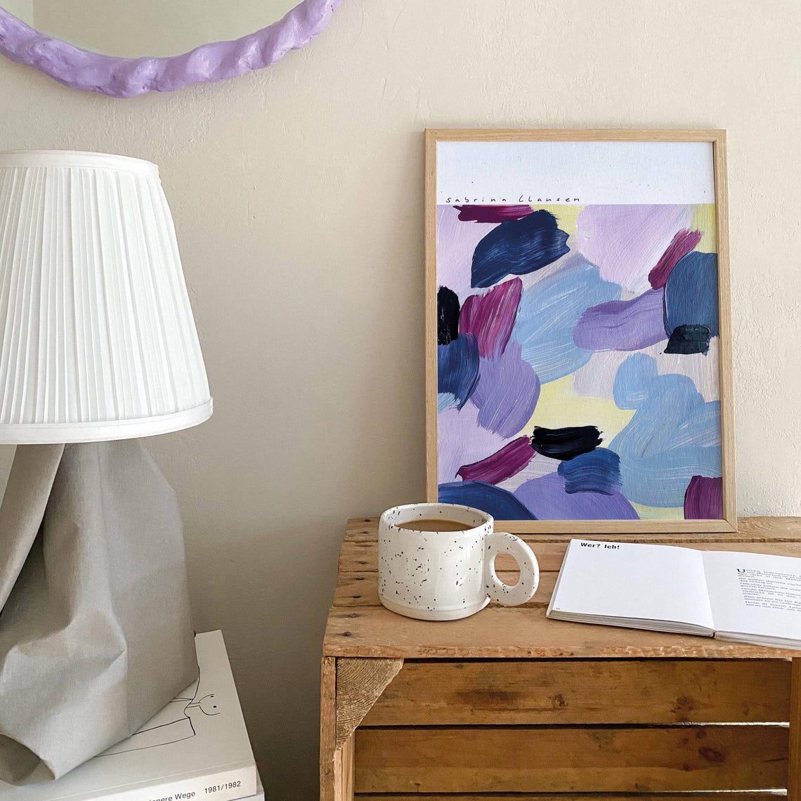 Original Abstract Picture Painting Hand Painted Living Room Modern Art Acrylic Painting Colorful Murals Colorful Art Purple Blue Yellow - Image 4