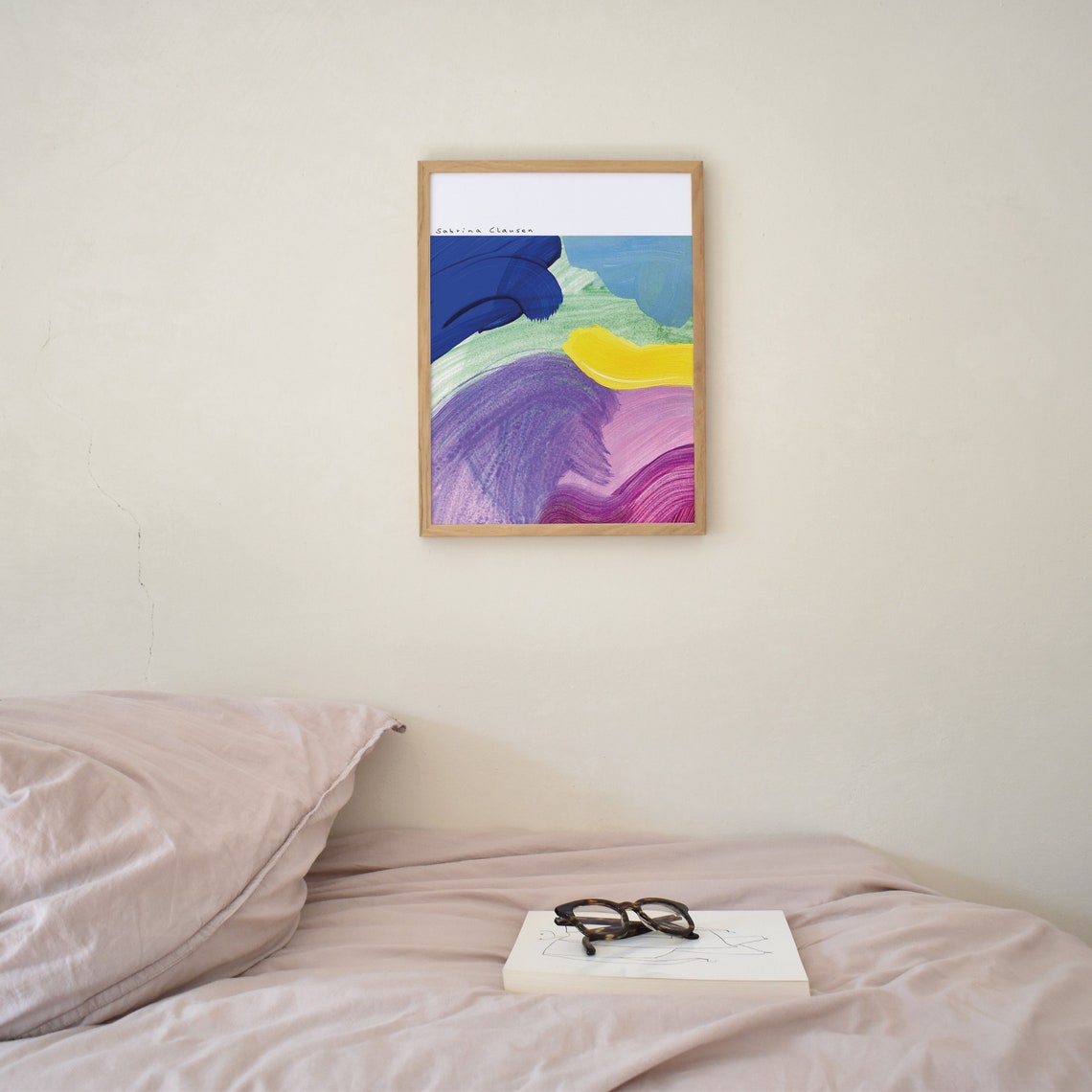 Sabrina Clausen Cobalt Mint Purple Yellow Brushstroke Wall Art - Image 4