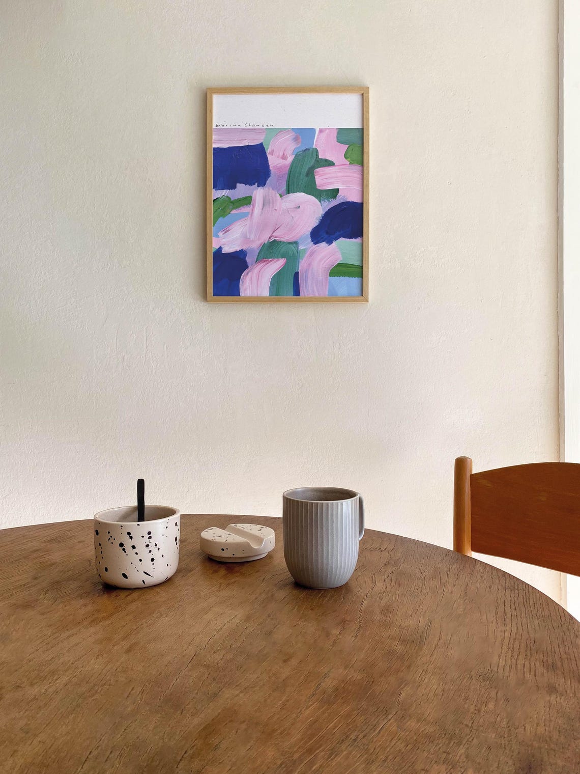Sabrina Clausen Pink Blue Green Abstract Brushstroke Wall Art - Image 3