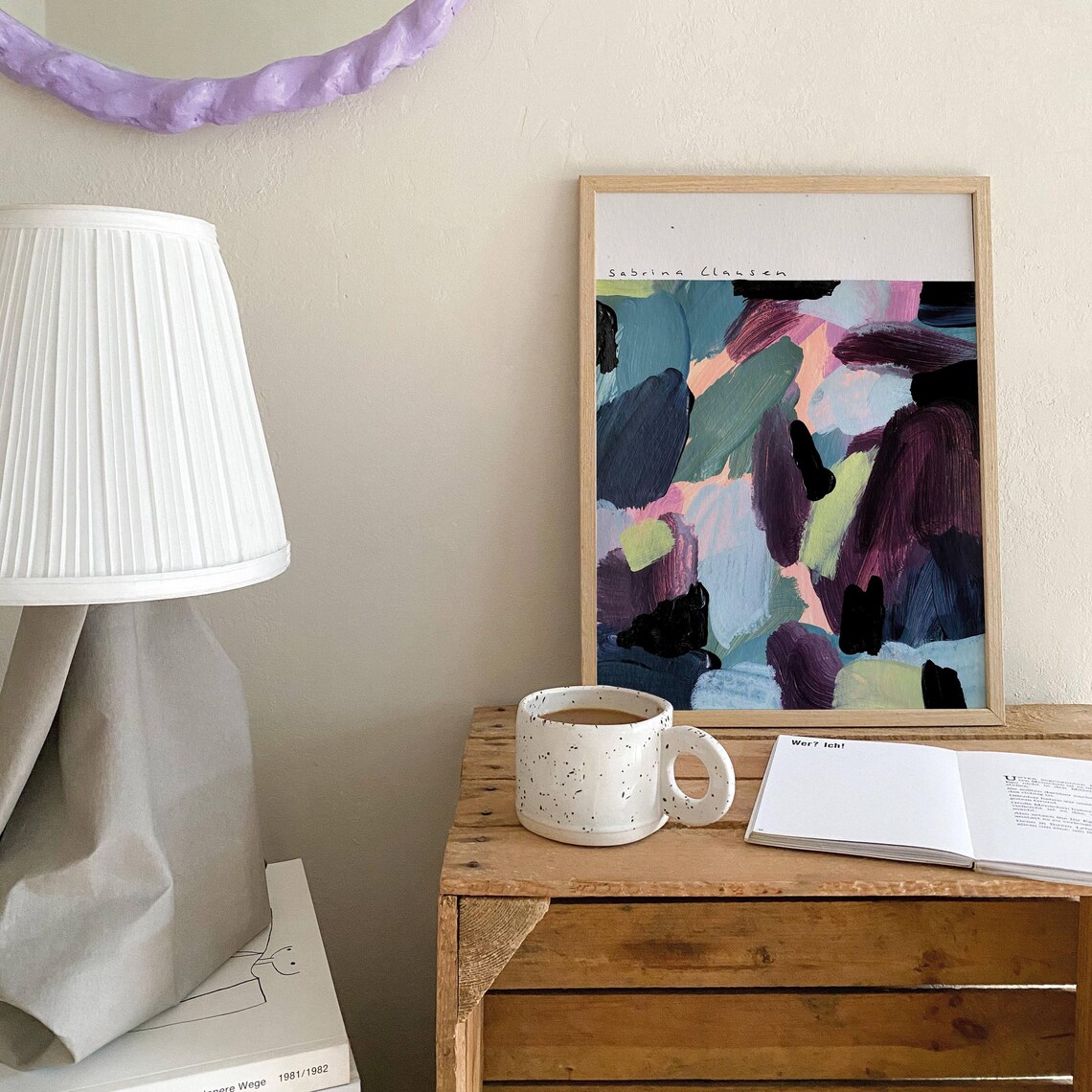 Sabrina Clausen Dark Plum Navy Teal Pink Abstract Brushstroke Wall Art - Image 2