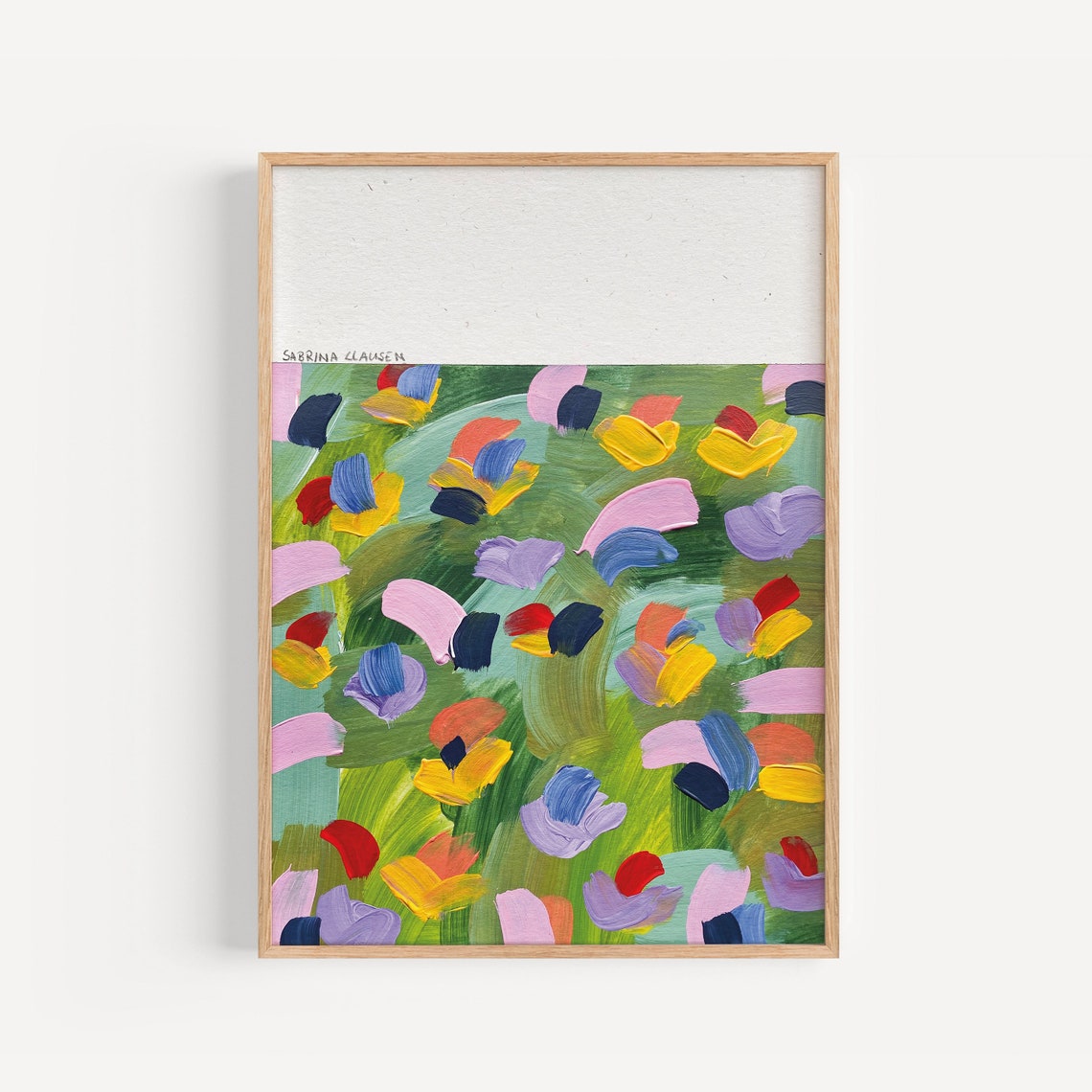 Green Yellow Red Colorful Abstract Wildflower Garden Wall Art