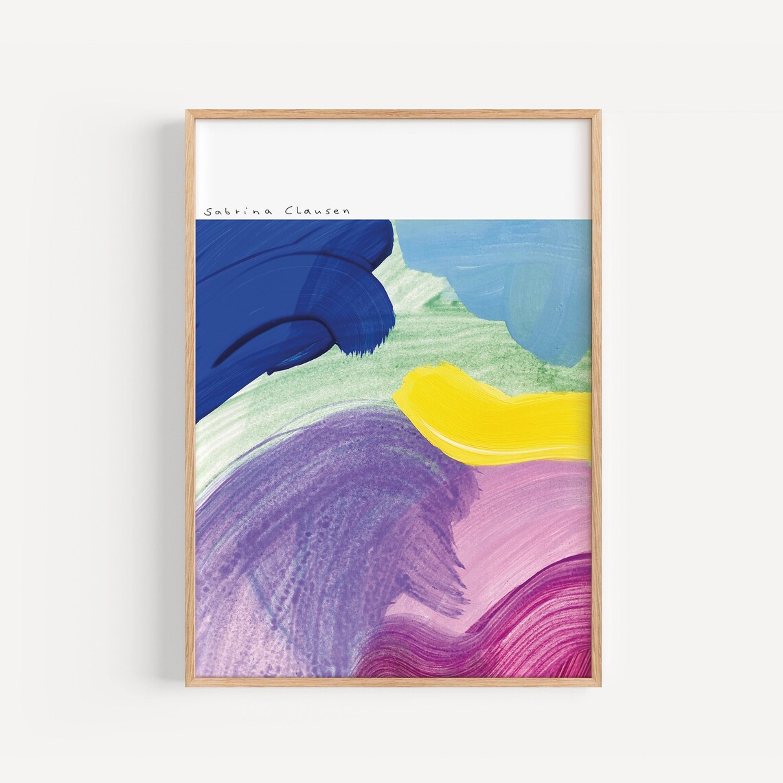 Sabrina Clausen Cobalt Mint Purple Yellow Brushstroke Wall Art
