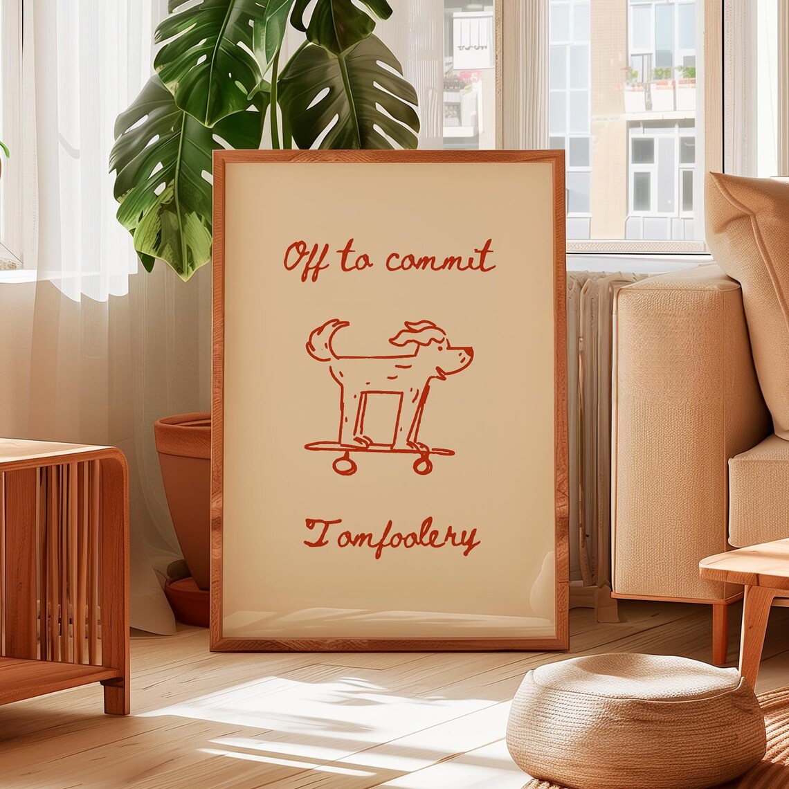 Off To Commit Tomfoolery Dog Poster, Minimalist Animal