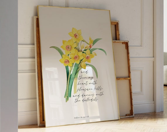 Daffodils Poem Print, William Wordsworth Spring Flowers