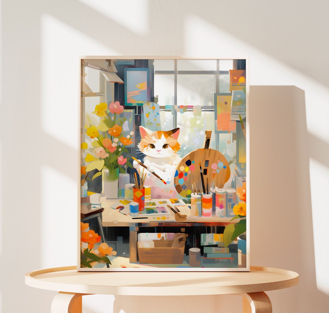 Funny Cat Poster, Birthday Gift for Her