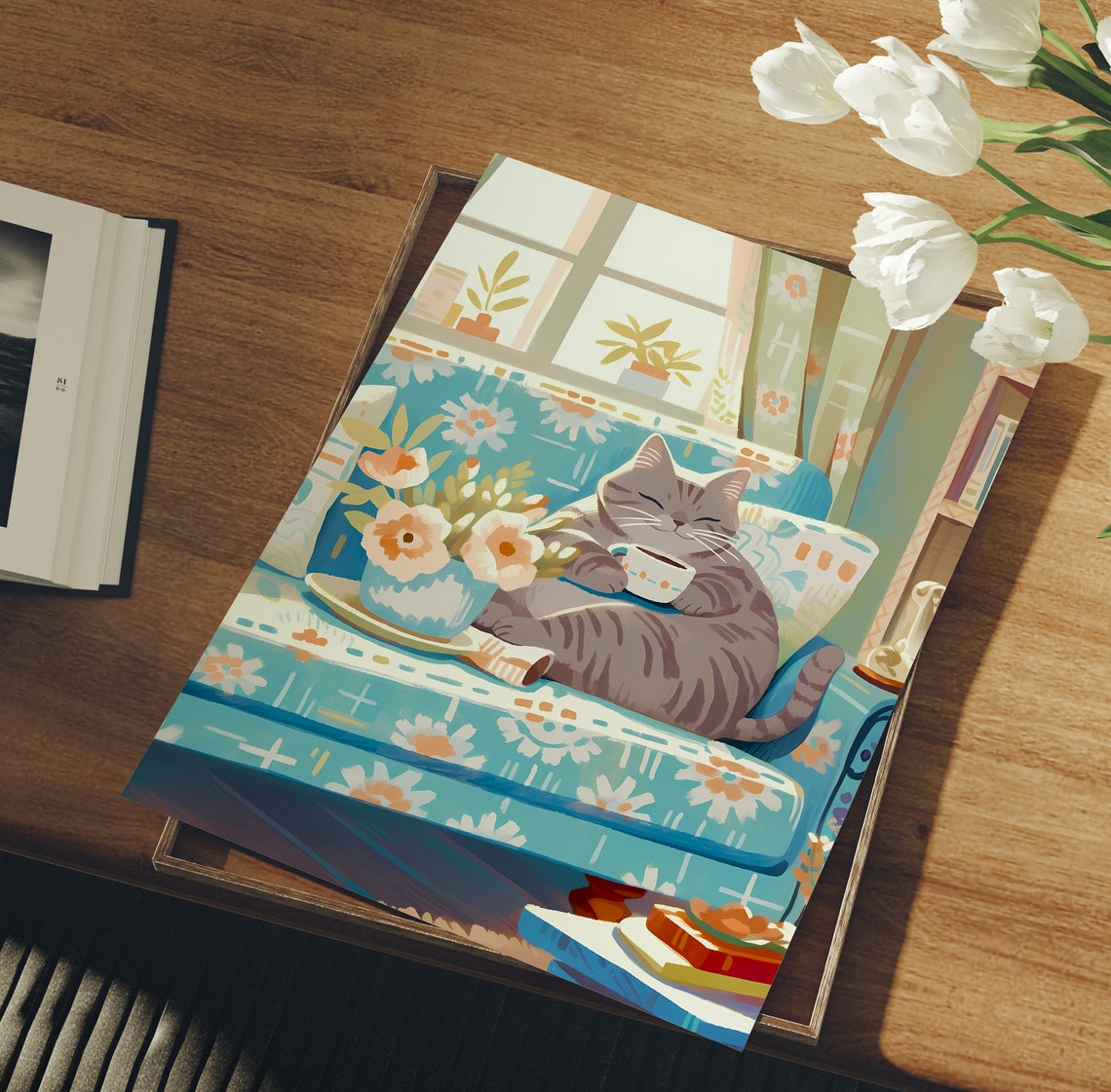 Cute Cat Art Print, Cat Mom Gift - Image 3