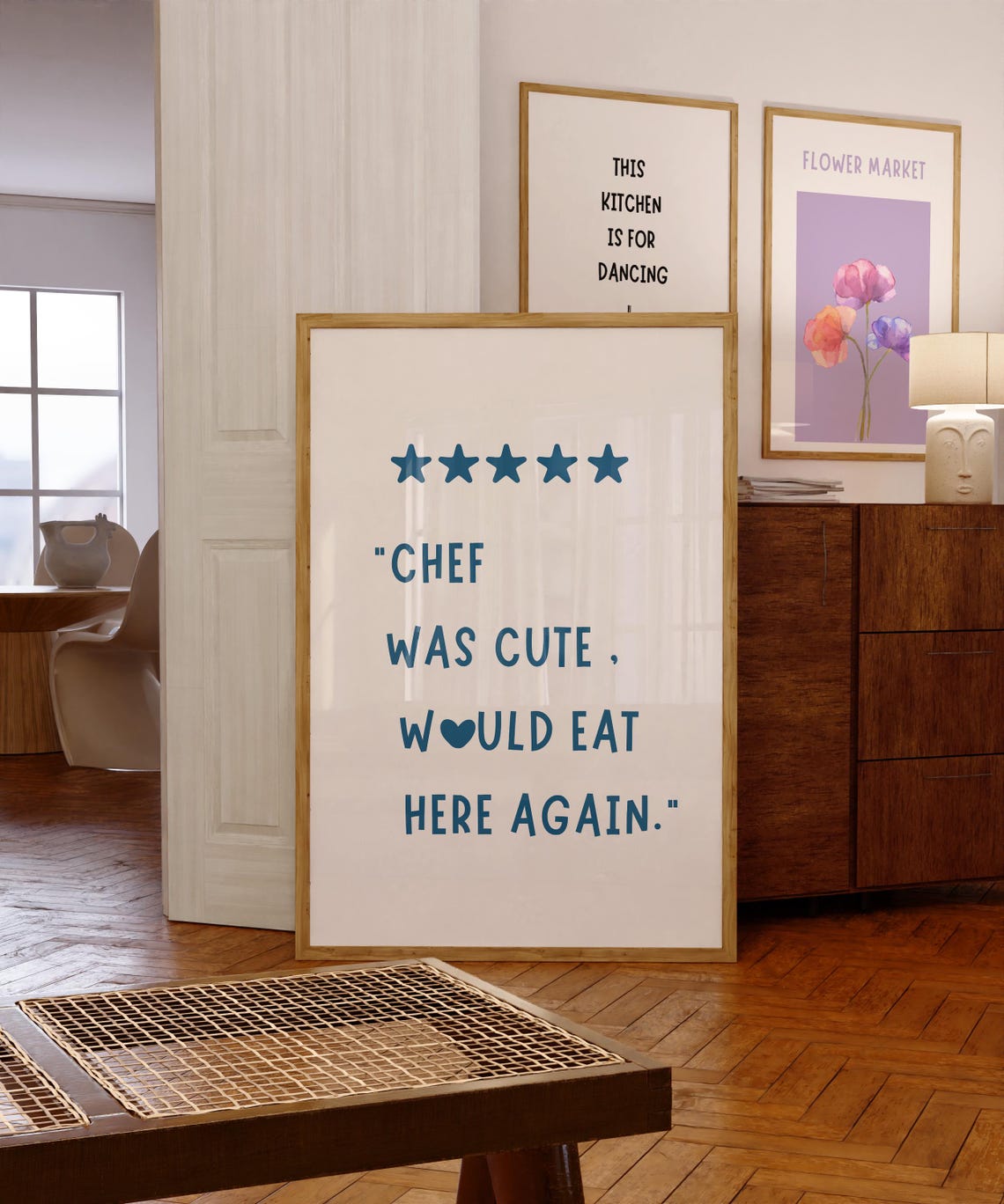 Five Star Review Chef Was Cute Would Eat Here Again Blue Poster - Image 3
