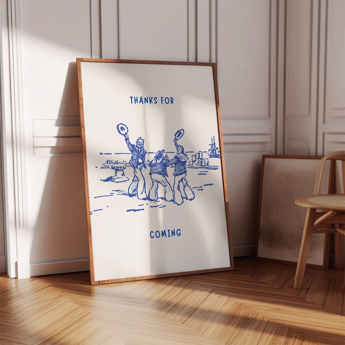 Thanks For Coming Vintage Sailor Sketch Coastal Farewell Poster - Image 4