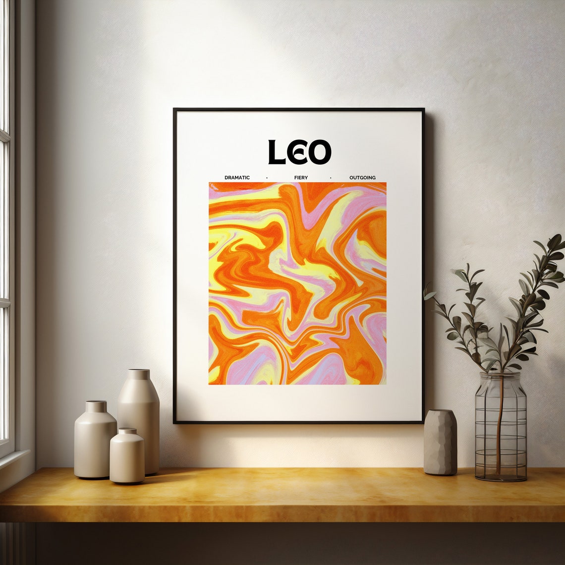 Leo Zodiac Sign Orange Aura Marble Gradient Astrology Poster - Image 4