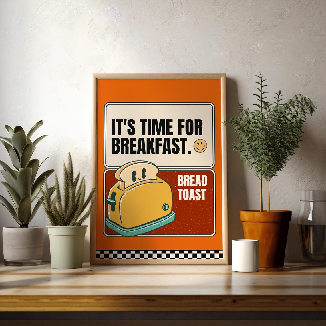 Its Time For Breakfast Retro Toaster Diner Style Cute Kitchen Poster - Image 4
