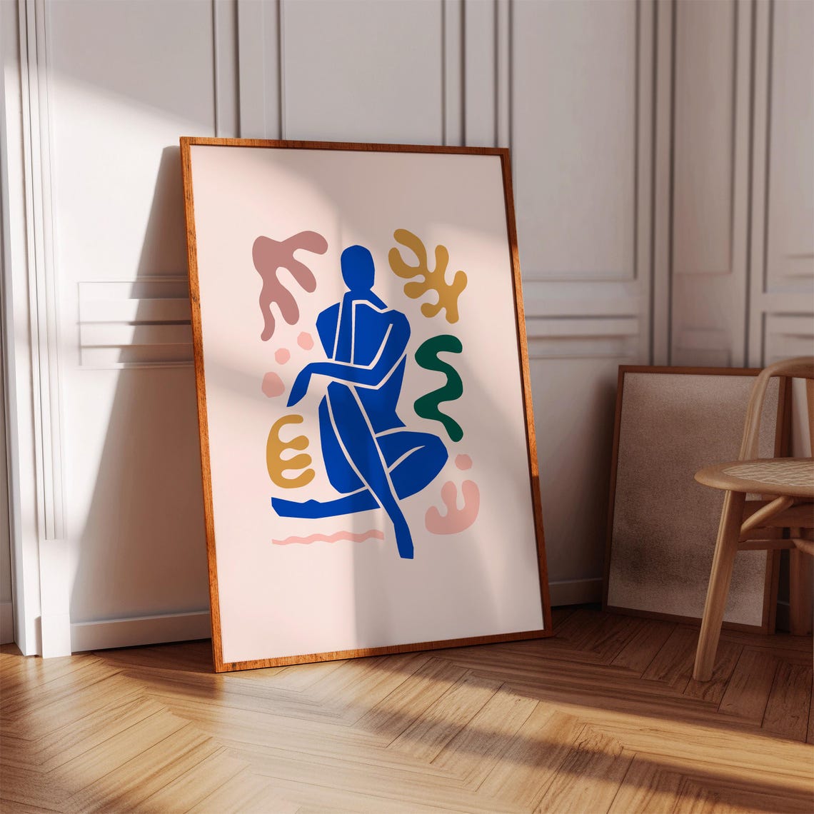 Blue Seated Figure Abstract Matisse Style Modern Gallery Poster - Image 2