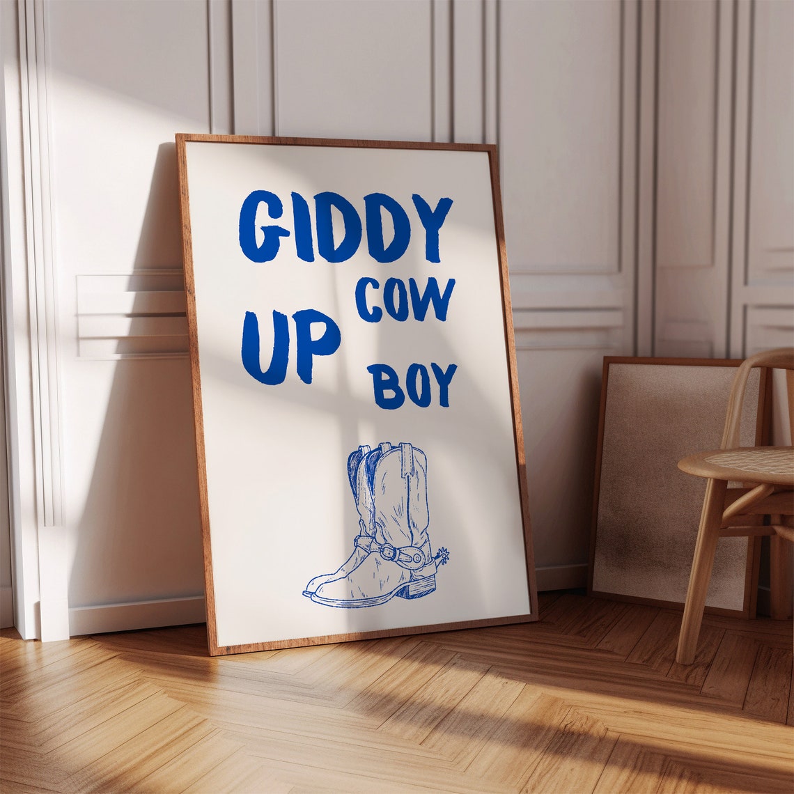 Giddy Up Cowboy Blue Boot Brush Letter Western Decor Art Poster - Image 3