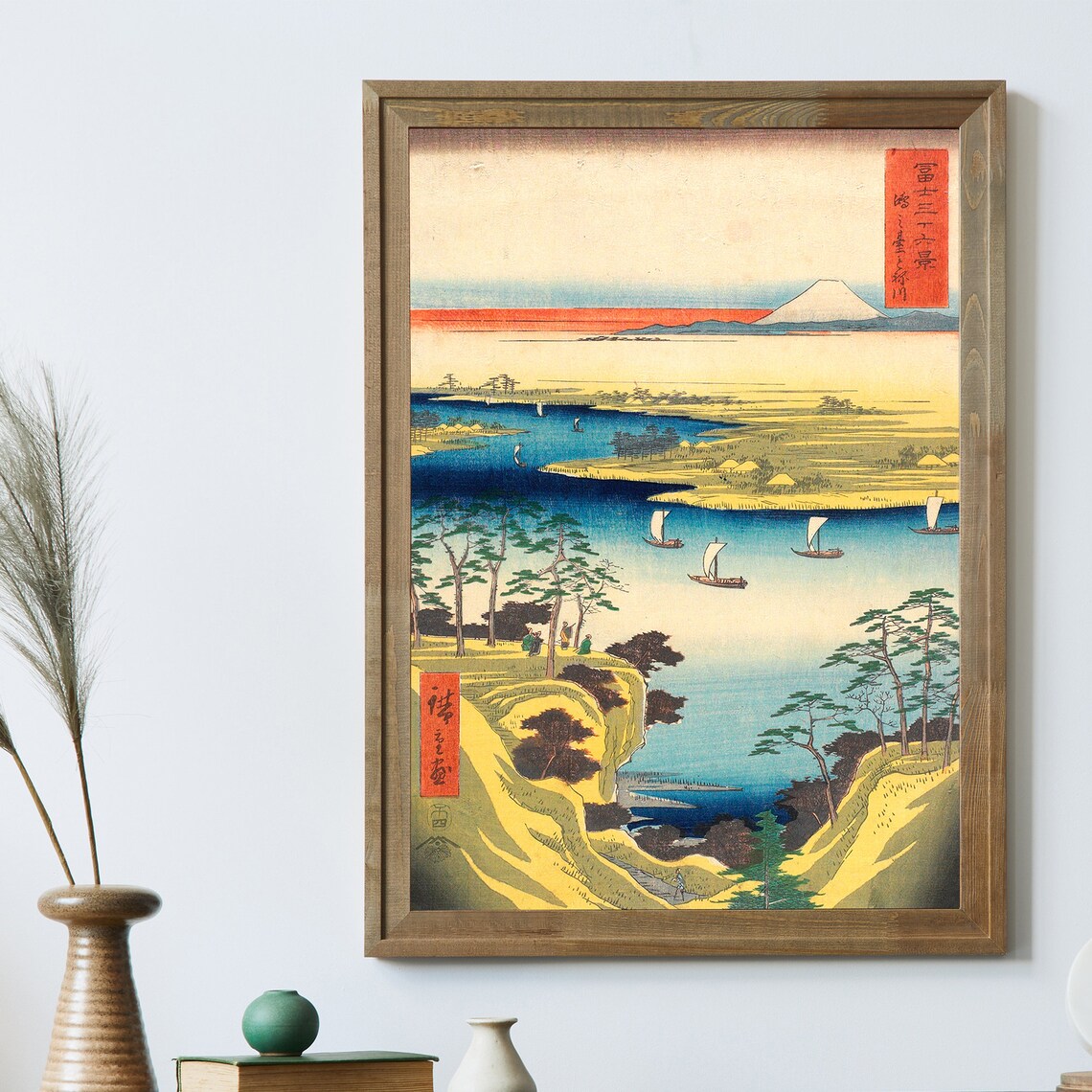 Hiroshige Thirty Six Views Of Mount Fuji Miho Bay Sailboats Poster - Image 2