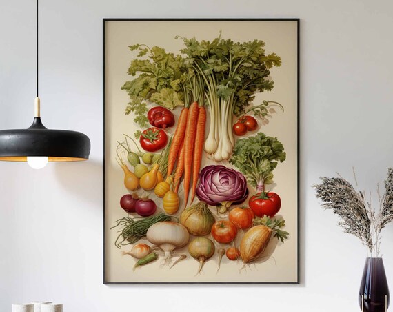 Food Print Vegetables Print Kitchen Decor Vintage Kitchen Art Vegetables Poster Food Decor Vegetables Art Gift For Vegetables Lovers