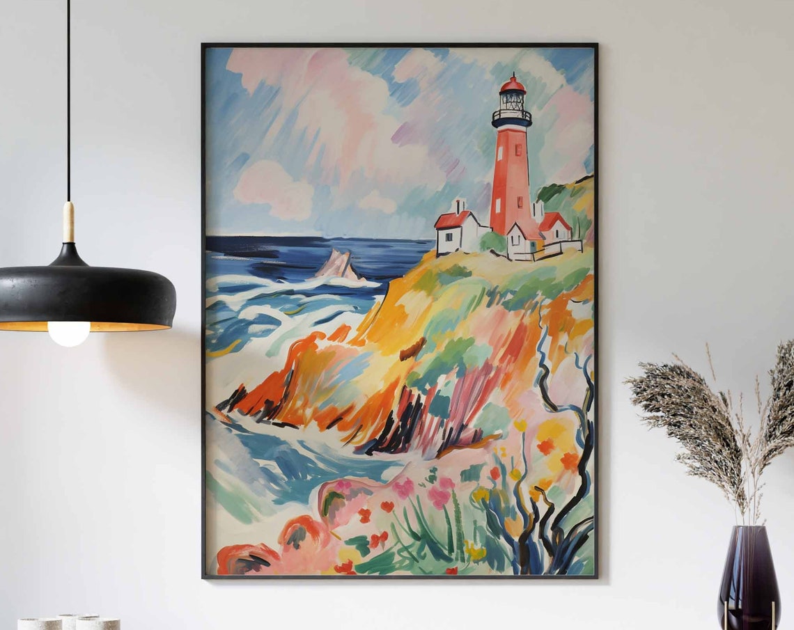 Boho Art Boho Print Rustic Lighthouse Art Bathroom Wall Art Rustic Coastal Dcor Boho Wall Art Seaside Art Vintage Lighthouse Poster