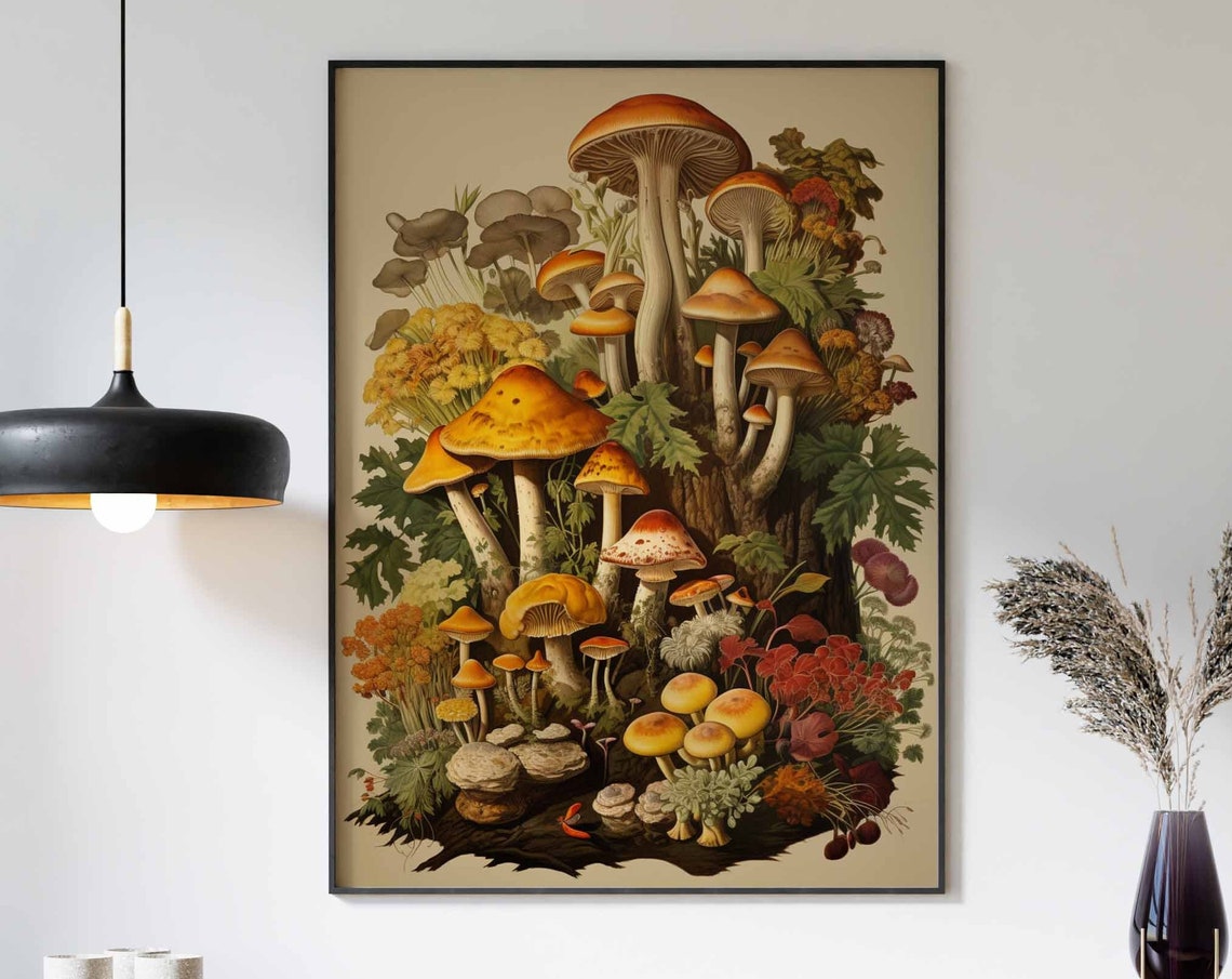 Food Print Mushrooms Print Kitchen Decor Vintage Kitchen Art Mushrooms Poster Food Decor Mushrooms Art Mushrooms Wall Art Food Art