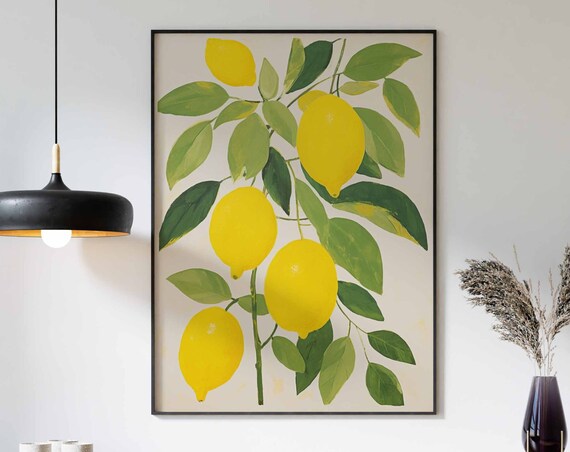 Food Print Lemon Tree Print Kitchen Decor Food Poster Kitchen Art Lemon Tree Wall Art Vintage Decor Fruit Decor Lemon Tree Poster