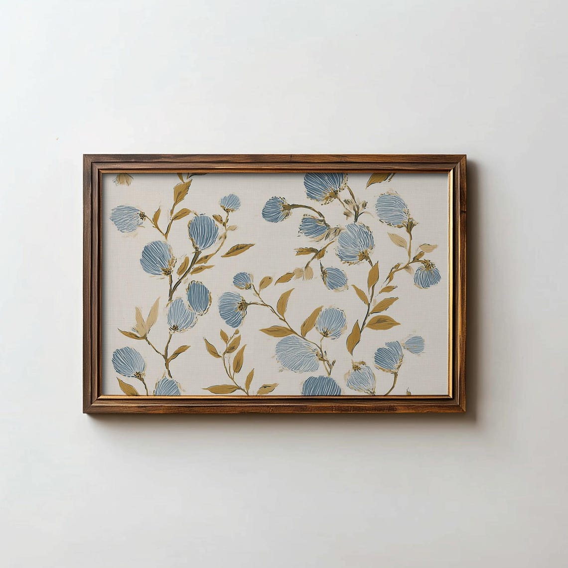 Blue Floral Tapestry Vintage Blue Green Cottagecore Botanical Poster