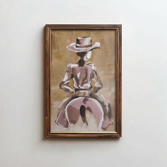 Modern Cowgirl Art Print Pink Western Style Decor Digital Download