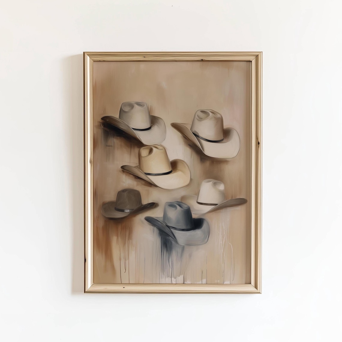 Vintage Cowboy Hats Sepia Oil Painting Rustic Western Poster