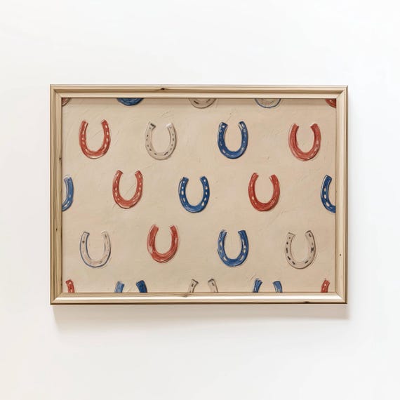 4th Of July Poster Horseshoes Art Print Western Style Decor Minimalist Digital Download