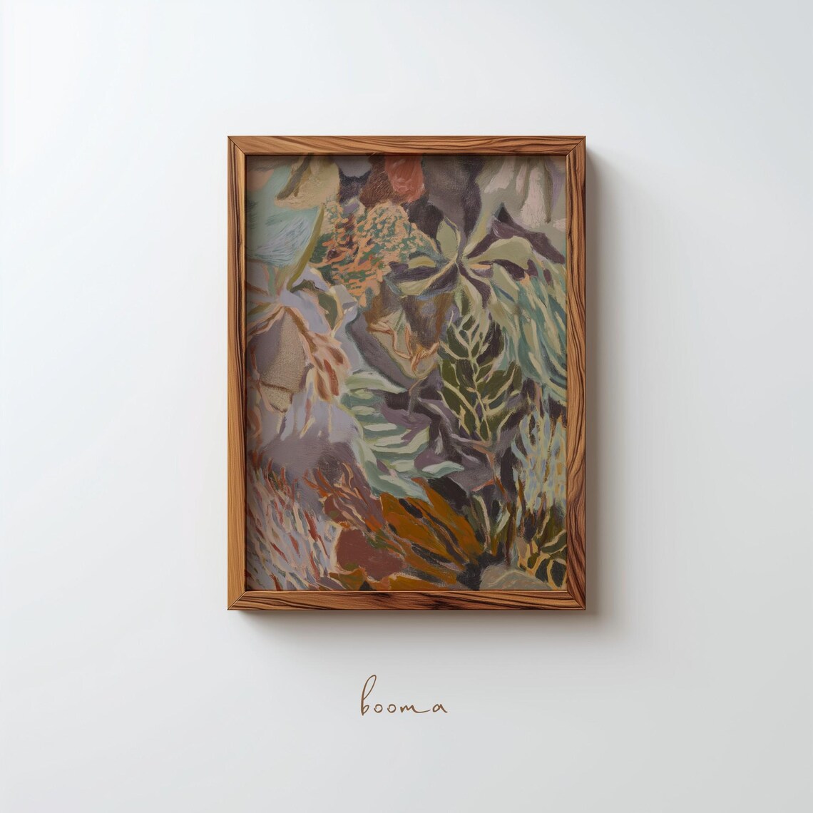 Moody Botanical Abstract Oil Painting Earthy Tones Art Print