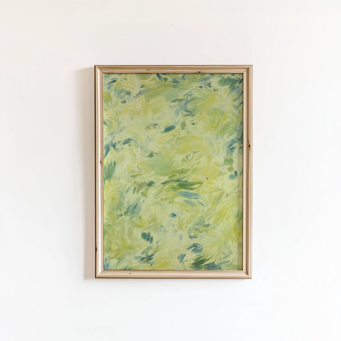 Sunlit Green Abstract Oil Painting Brushstroke Gallery Wall Art