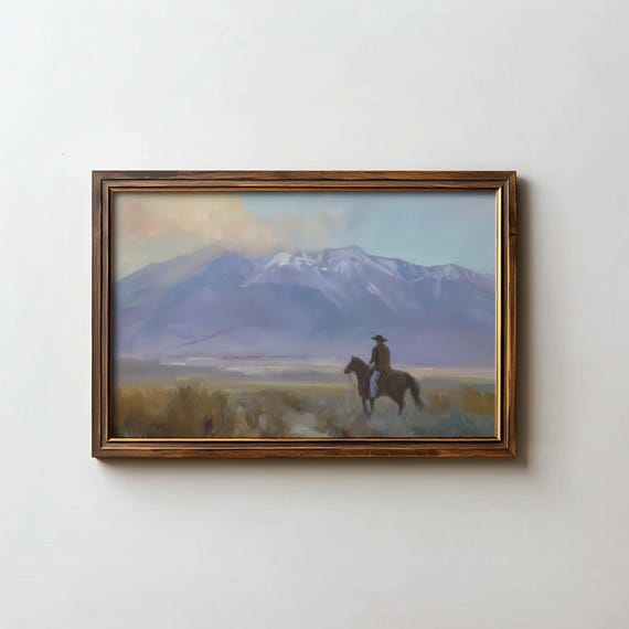 Western Landscape Art Print Modern Cowboy Poster Digital Download