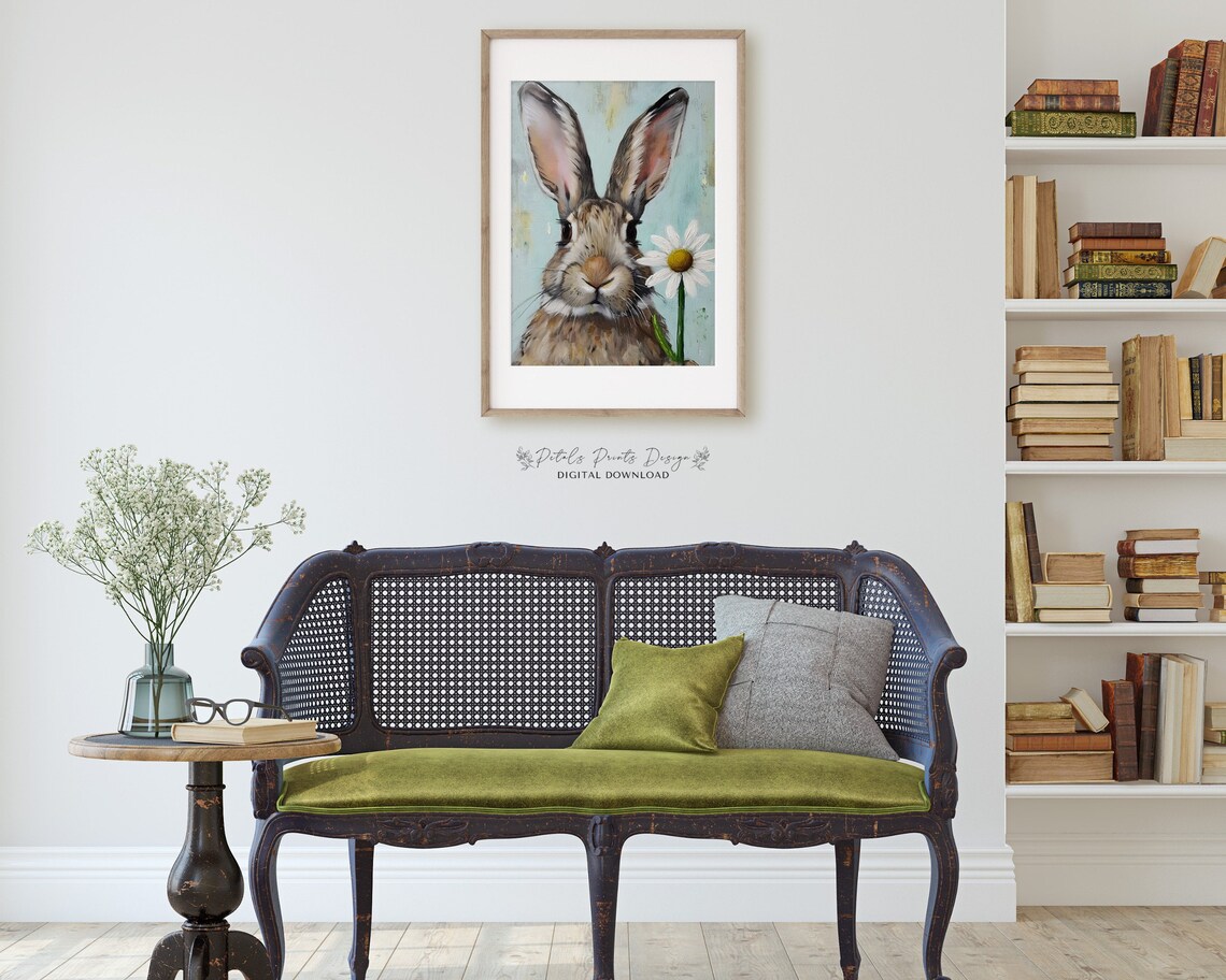 Vintage Rabbit Spring Art Print, Rustic Easter - Image 2
